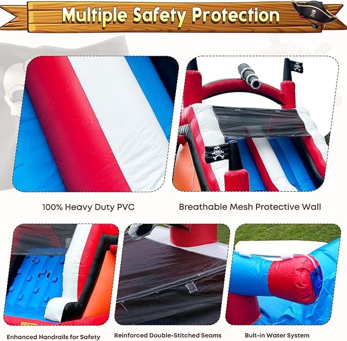 23ft(L) Commercial Water Slide for Adults Kids with 950W Blower, Heavy Duty PVC Large Water Slides Bounce House for Outdoor Summer Fun, Inflatable Backyard Water Park Great for Party, Wet Dry Use