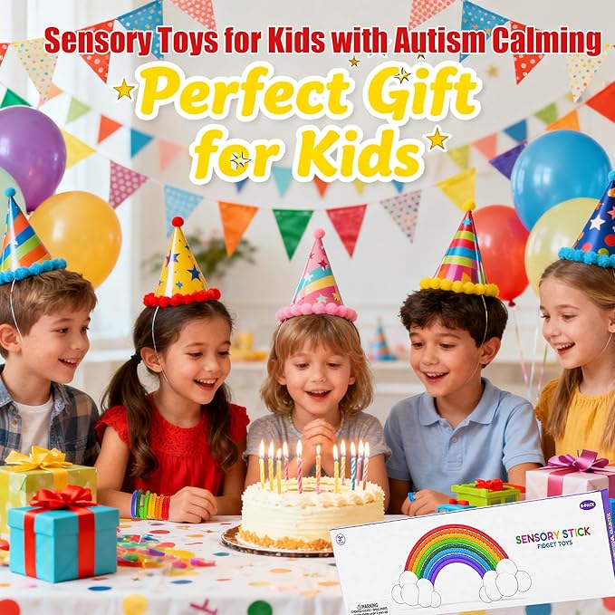 8Packs Fidget Toys Sensory Sticks，Sensory Toys for Kids with Autism Calming ，Autism Classroom Must Haves Calming Sensory Toy for Special Needs, Fidgets for Classroom Gifts for Kids
