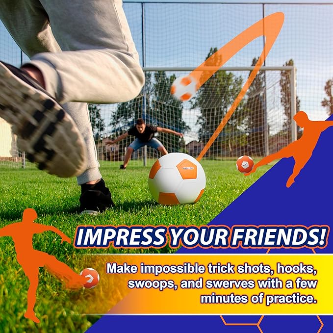 Kickerball - Curve and Swerve Soccer Ball/Football Toy - Kick Like The Pros, Great Gift for Boys and Girls - Perfect for Outdoor & Indoor Match or Game