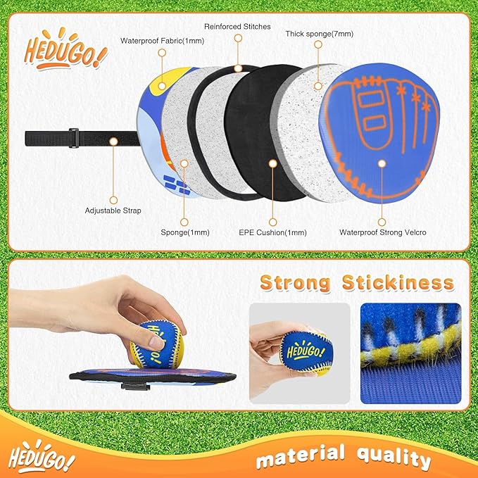 Ball and Catch Game Toss and Catching Ball Set Outdoor Toys for Kids at The Beach, Yard, Lawn Pool or Park Outside Games 4 Paddles 4 Balls Family Games for Kids and Adults Baseball Toys Gifts