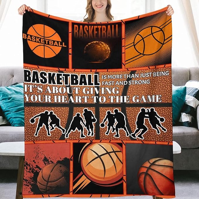 Basketball Blanket for Girls, Basketball Gifts for Boys, Sport Throw Blankets for Team Daughter & Son, Kids Throws for Living Room Home Decor (60x80 Inch)