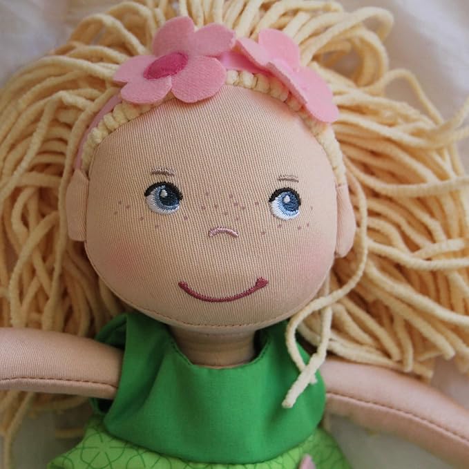 HABA 12" Soft Doll Mali with Blonde Hair and Blue Eyes, Soft Toddler Baby Dolls with Embroidered Face, Machine Washable Toddler Girl Toys for 18 Months and up