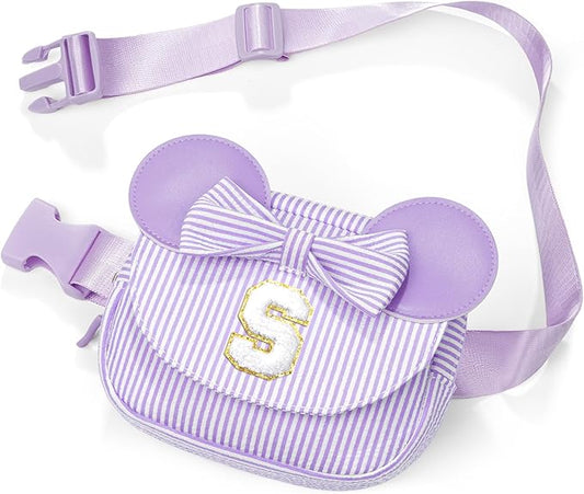 Christmas Gifts for Girls Kids - Birthday Gifts for 3 4 5 6 7 8 9 10 Year Old Girl Stocking Stuffers for Girls Kids, Initial Fanny Pack Belt Bag Sling Bags Purse, Letter Purple S