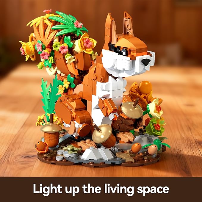 Squirrel MOC Building Sets, Autumn Forest Squirrel Building Blocks Set for Adults, MOC Squirrel Animal Building Kit Model Gifts, Autumn Forest Squirrel Collectible Display, 737PCS