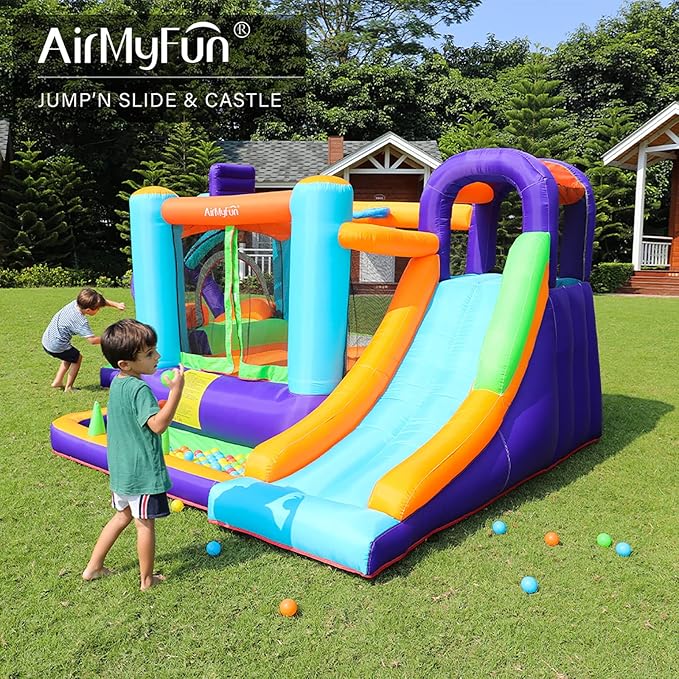AirMyFun Bounce House for Kids and Toddler, Inflatable Bouncy Castle with Blower Outdoor Indoor Backyard Jumping House with Slide (82003)