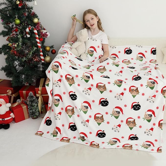Softan Kids Throw Blanket for Girls & Boys, Warm Soft Toddler Fleece Blankets for Sofa Couch Bed， Cozy Fuzzy Plush Flannel Kids Throw Blanket for Daycare & School - Cat 50x60 inches