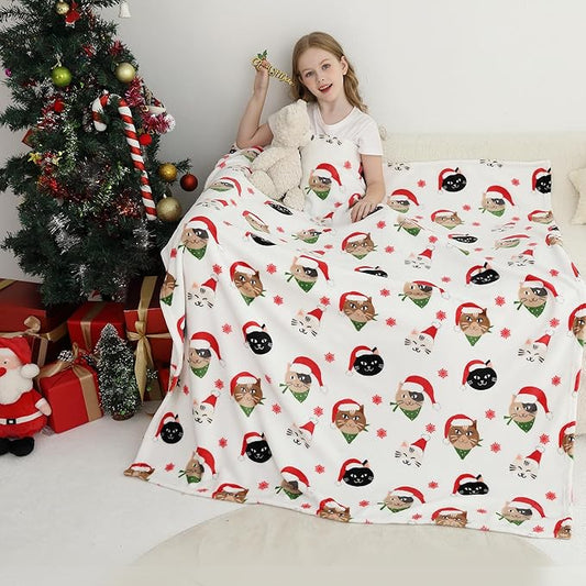 Softan Kids Throw Blanket for Girls & Boys, Warm Soft Toddler Fleece Blankets for Sofa Couch Bed， Cozy Fuzzy Plush Flannel Kids Throw Blanket for Daycare & School - Cat 50x60 inches