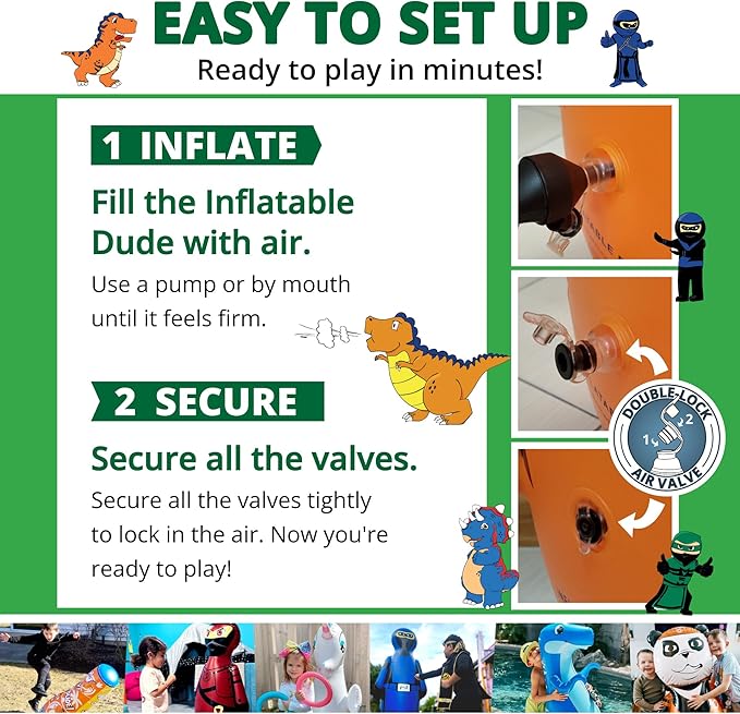 INFLATABLE DUDES Ninja Toy 47 Inches -Kids Punching Bag | Already Filled with Sand| Bop Bag | Inflatable Bopper | Boxing | Ninja Birthday Party | Party Decorations | Punching Bag for Kids- (Archy)