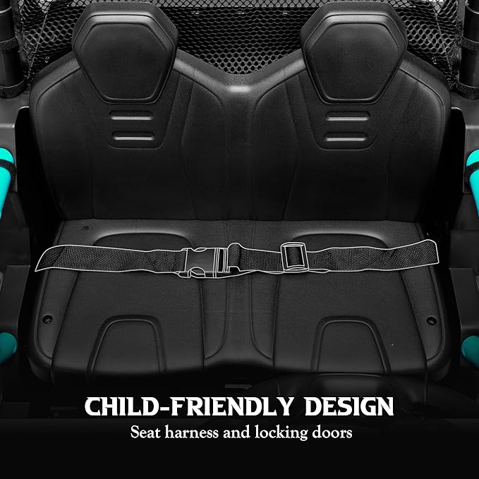 24V 2 Seater Ride on UTV Car, 4WD Ride on Toys for Kids with Remote Control, Shock Absorbers, LED Lights, Music, Off-Road Electric Car for Kids Boys Girls (Green)