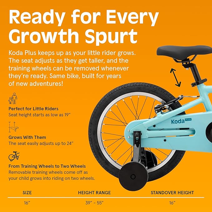 Retrospec Koda Plus Kids Bike for Boys & Girls Ages 4-6 Years - 16" Children's Bicycle, Adjustable Seat & Handlebars