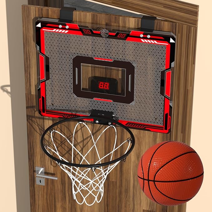 Indoor Basketball Hoop-Over The Door-Mini Basketball Hoop for Kids,Teens and Adults with Scoreboard & 3 Balls,Basketball Toys for 3 4 5 6 7 8 9 10 11 12 Year Old Boys