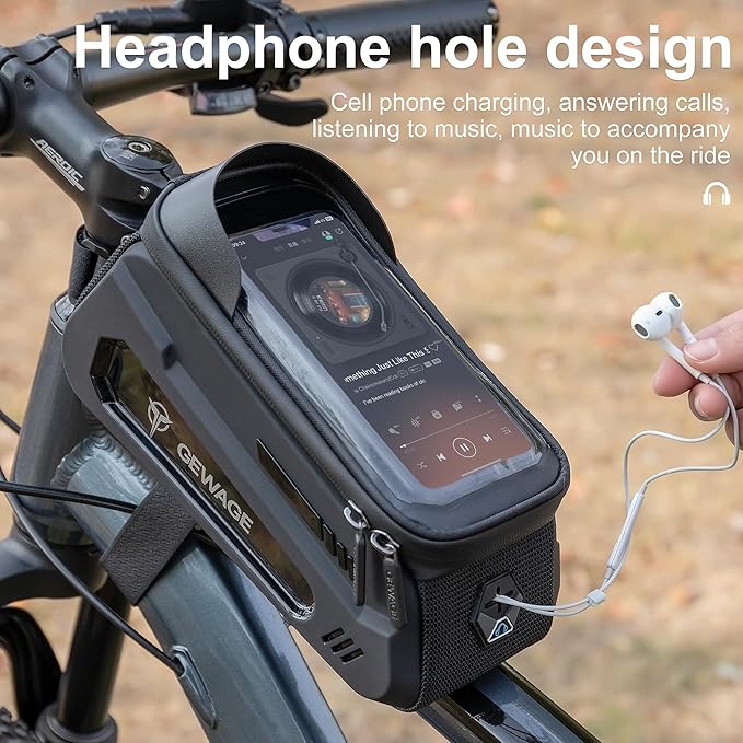 GEWAGE Bike Front Frame Bag with Phone Holder - Top Tube & Handlebar Bags for Mountain & Road Bikes