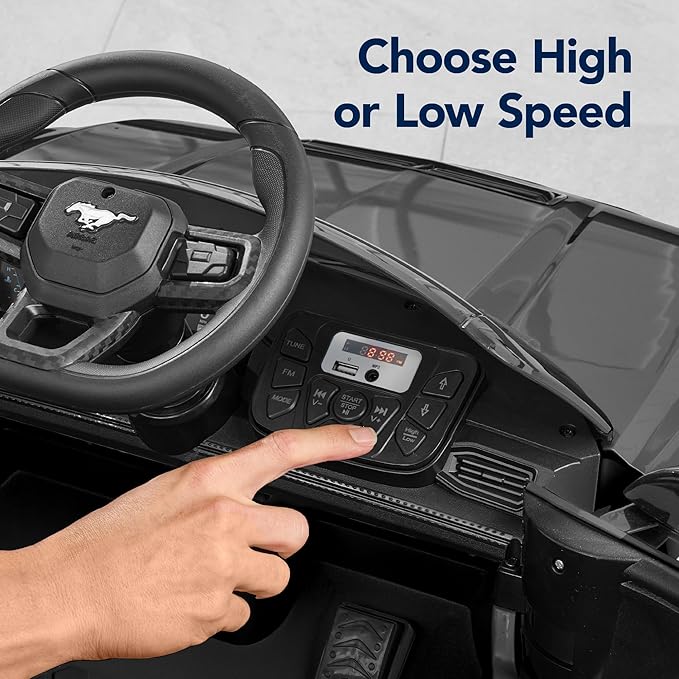 Best Choice Products Kids 12V Electric Ride On Car Officially Licensed Ford Mustang w/Parent Control, LED Lights, 2 Speeds, Bluetooth - Gray