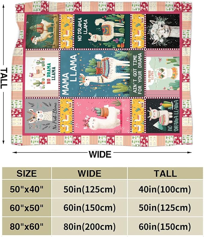 Llama Blanket, Alpaca Throw Blanket,Llama Tropical Gifts Blankets Stuff Fleece Flannel Plush for Girls Women Men Boys Lovers Adults Soft Bedding Gift for Sofa Bed Office Home Decor 50"x40"