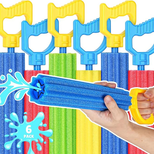 Water Gun Toy - 6 Pack Water Soaker Blaster Foam Squirt Toys Summer Party Swimming Pool Beach Outdoor Water Activity Fighting Play Toys for Kids Adults