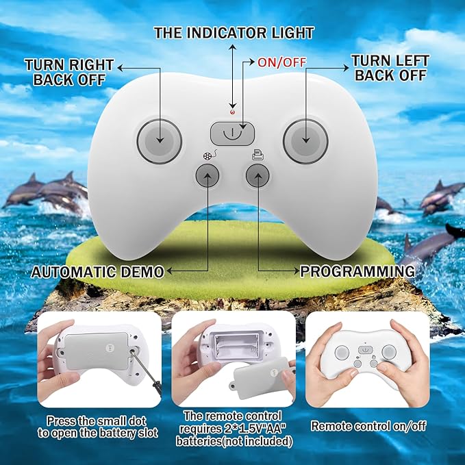 Remote Control Shark Pool Toys, 2.4G RC Dolphin Toy, Water Toys for Kids Age 8-12, Swimming Bath Lake Great Gift RC Boat Toys for 6 7 9 10 Year Old Boys and Girls