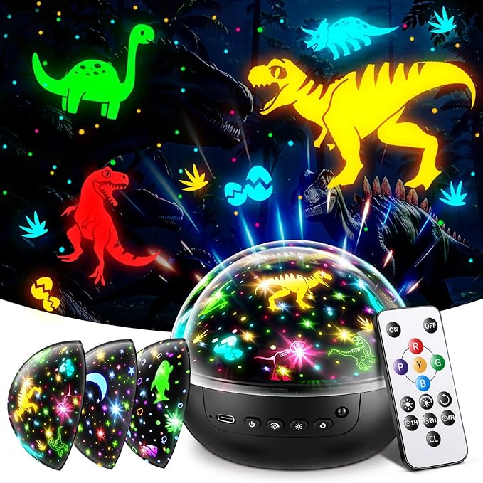Dinosaur Toys for Kids 3-5, 【Remote+3 Films+93 Effects】 Dinosaur Toys for Kids 2-4, 【3 Timer+5 Brightness】 Toys for 3 Year Old Boys, Rotate 3 Year Old Boy Gift, 5 Year Old Boy Birthday Gift