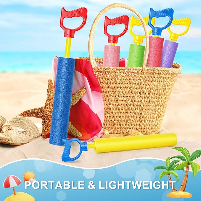 Water Guns, 40 Ft Water Squirter Toys Foam Soakers Blaster Guns Outdoor Swimming Pool Beach Summer Party Water Toys for Kid Age 3-12 Teens Adults-6 Pack