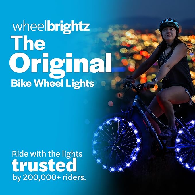 Brightz WheelBrightz LED Bike Wheel Lights - 2025 Edition with Superior Straps & LED-Weatherproof Shield! 14 Colors - Unmatched Durability, Visibility & 48+ Hours of Dazzling Illumination