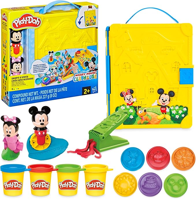 Play-Doh Disney Junior Mickey Mouse Clubhouse, Shape a Story Playset, Storage & Travel, Arts & Crafts Preschool Toys for Kids 2+