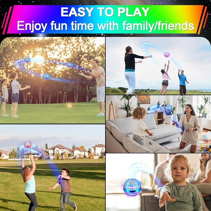 Flying Orb Ball Toy,2025 Upgraded Parachute LED,Magic Hand Controlled Mini Gravity Ball,Cosmic Globe Boomerang,Cool Christmas Birthday Gift for 6 7 8 9 10+ Year Old Boys Girls-Blue & Blue