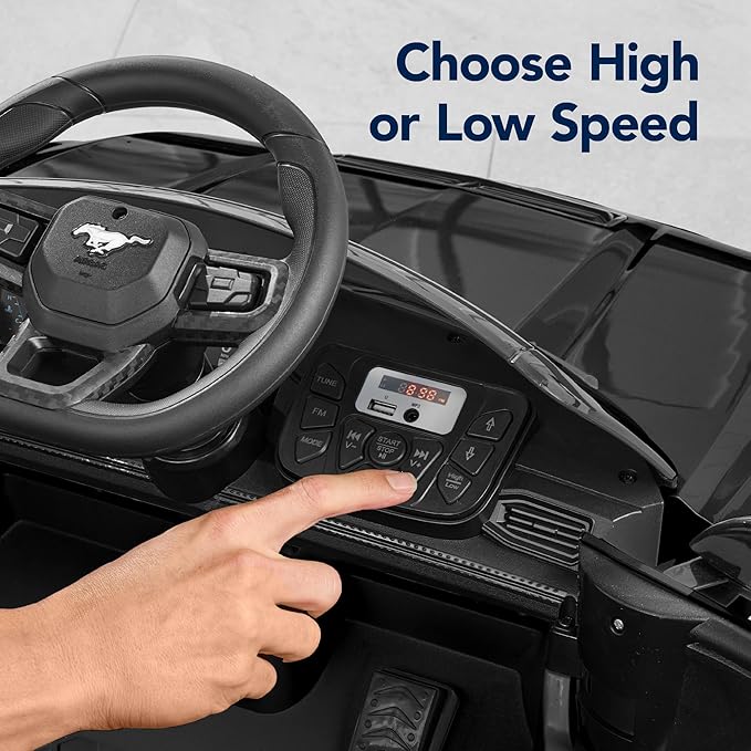 Best Choice Products Kids 12V Electric Ride On Car Officially Licensed Ford Mustang w/Parent Control, LED Lights, 2 Speeds, Bluetooth - Black