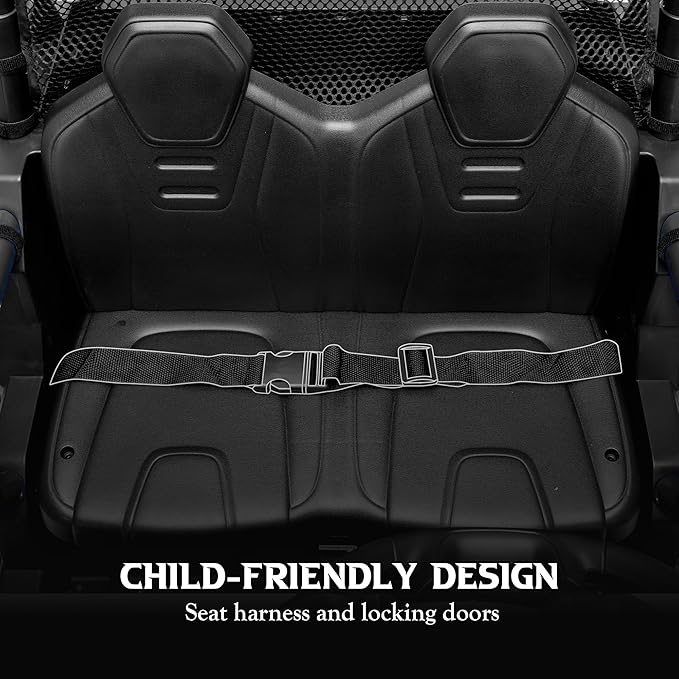 24V 2 Seater Ride on UTV Car, 4WD Ride on Toys for Kids with Remote Control, Shock Absorbers, LED Lights, Music, Off-Road Electric Car for Kids Boys Girls (Black)