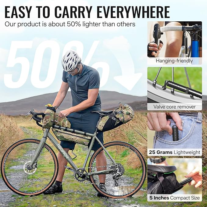 BWSHLF Tubeless Bike Tire Repair Kit for Mountain Bikes & Road Bicycles, Tubeless Tire Plug Kit with Storage Canister, Reamer, Insertion Fork, 10 Bacon Strips, Fix a Puncture or Flat, No Glue Needed