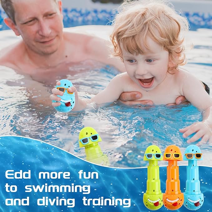 Set of 3 Pool Diving Toys for Kids, Fun Clown Eggs Diving Stick Pool Toys for Kids, Perfect for Boys and Girls Pool Parties Games Time!