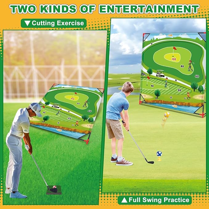 Golf Game Play Set for Kids, Golf Chipping Games with Sticky Golf Balls Darts Soccer Balls & Bean Bags, Fun Outdoor Lawn Beach Backyard Party Activities for Teens Adults