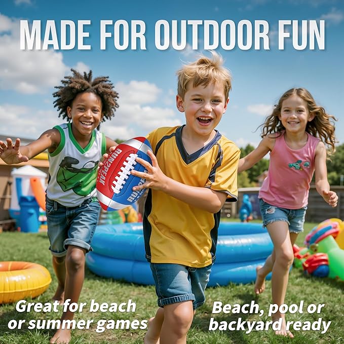 Light Soft Mini Football for Kids Toddler - 8" PU Leather and Foam Layer Small Footballs - Safe Lightweight Indoor Outdoor Beach Water Pool Sports Toys for Summer Outside Games Play with Pump