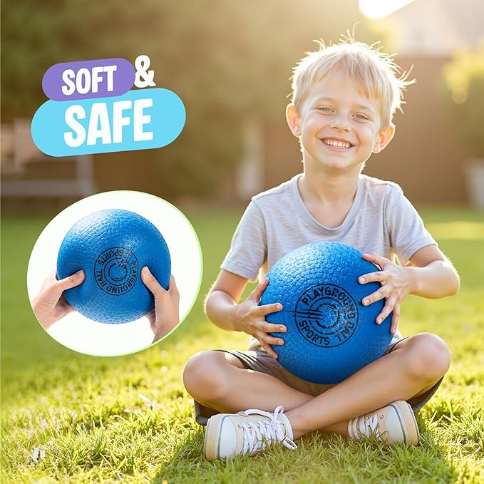 EVERICH Playground Balls Kickball, 6 or 12 Pack 8.5" Soft Dodgeballs Bouncy Rubber Kick Balls for Kids Adults Outdoor Indoor, 4 Square Ball School Yard Games Gift for Boys Girls 3-5 5-8 8-12 with Pump