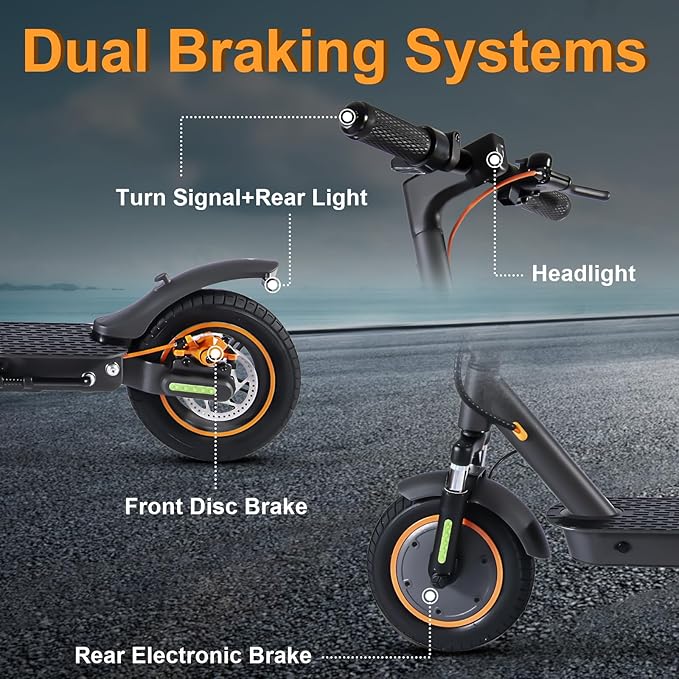 M2MAX-B Electric Scooter, 18 Miles Range, 350-500W Motor & Max Speed 20 Mph, 10" Pneumatic Tires, Cruise Control, Folding Commuter E-Scooter for Adults,with Locking Function