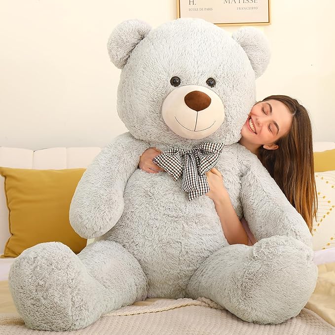 MaoGoLan Giant Teddy Bear Plush 5 Feet, Life Size Large Stuffed Animal 5 Feet,Soft and Fluffy Big Teddy Bear Gift for Baby Shower,Christmas,Valentines,Gray