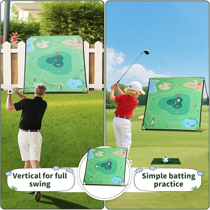 Golf Chipping Game Set – Indoor & Outdoor Golf Games for Adults & Kids, Family Games with Adjustable Angle, 70.9"x70.9", 2 Clubs – Ideal Golf Chipping Game Set & Golf Gifts