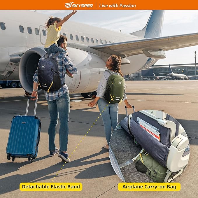 SKYSPER Small Hiking Daypack, 20L Lightweight Travel Backpacks Day Hike Pack with Waist Strap for Women Men