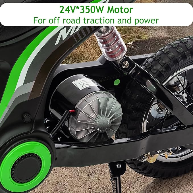 Electric Dirt Bike for Kids, 24v 350w Kids Electric Motorcycle, 3-Speed Modes & Up to 14.29 MPH, Metal Suspension Safe and Shock Proof, Children Off-Road Ride-on Dirt Motorcycle