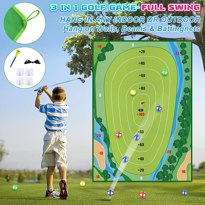 Golf Chipping Game - Upgrade Golf Toys for Kids, Perfect Outdoor Games for Kids Golf Game & Practice（Green）