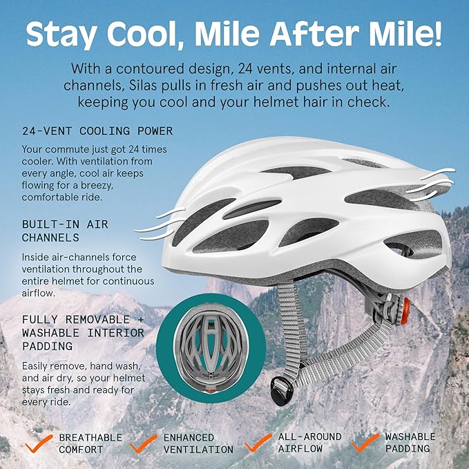 Retrospec Silas Adult Bike Helmet with Light for Men & Women - Lightweight, Comfortable