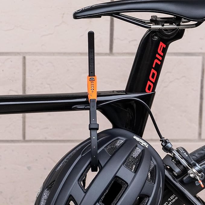 CXWXC Zip Tie Lock - 4-Digit Combo Cable Locks for Bike Motorcycle Helmet, Skateboard, Skis, Snowboard, Stroller & Cabinet - Ideal for Lightweight Security (2PC - Orange, 45CM)