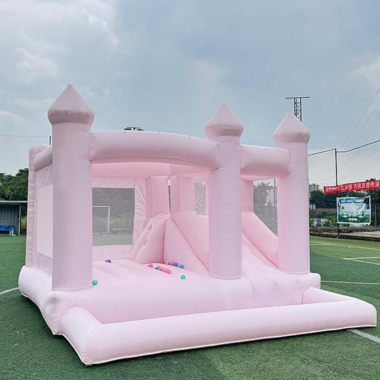 13FT Pink Inflatable Bounce House Big Castle with Ball Pit and Slide Bounce House for Kids 3-12 Indoor and Outdoor Bouncing Castles with Hair Dryers Birthday Parties Inflatable Party Supplies