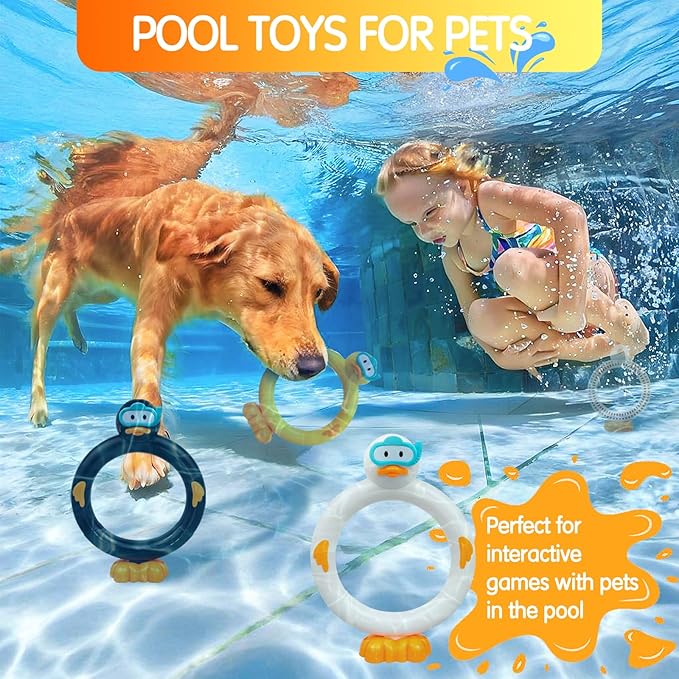 Duck Swimming Diving Pool Toys for Kids Ages 4-8, 3pcs Training Sinking Throwing Dive Pool Rings for Kid Diving, Summer Underwater Toys Sinking Pool Toys for Kids Ages 8-12(Duck Rings)