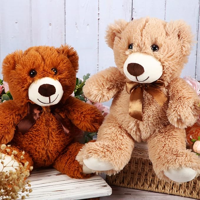 Skylety 10 Pcs Bears Bulk Stuffed Animal Plush Toys 10-14 Inches Birthday Party Favors(Brown, Khaki)