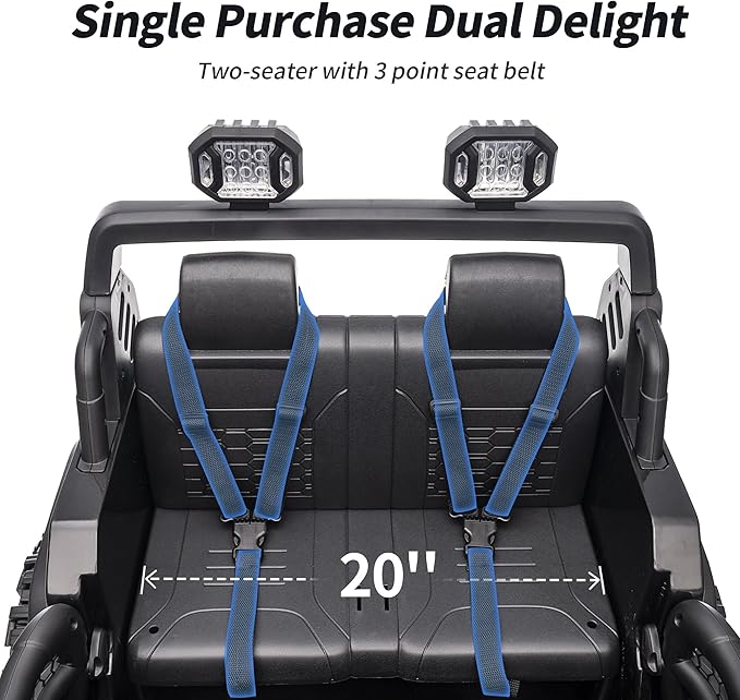 2 Seater Ride on Toy Car for Kids, 24V 4WD Ride-on Truck Kids Electric Car with Remote Control, 4x200W Motors - Black