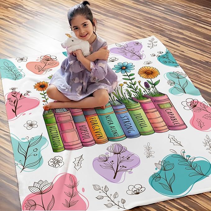 Blanket for Girls Women, Christian Throw Blanket Gifts for Kids Teens Adults, 50"x60" Cute Soft Flannel Cozy Comfy Blankets Gift for Girl, Warm Throws for Couch Sofa Bed Decor, Christian Gift