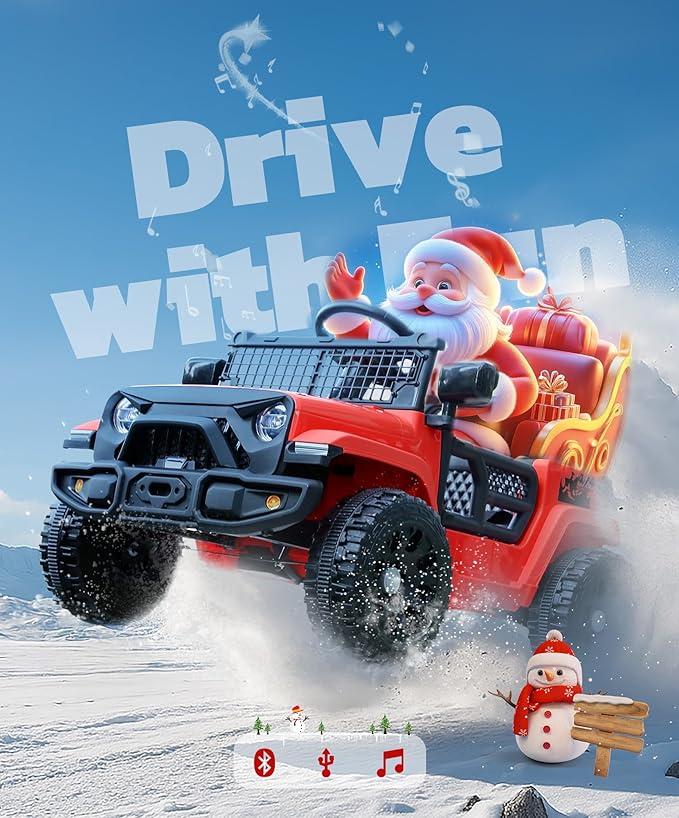 ELEMARA Ride on Toys for Kids, 3.5 mph Ride On Car for Toddlers, 12V Battery Operated Car w/Bluetooth, Remote, LED Lights, Toddler Electric Car to Drive, 3 Speeds Electric Vehicles for Child- Red