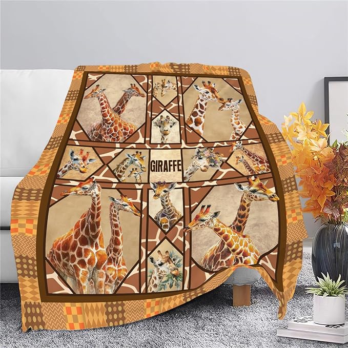 Giraffe Throw Blanket Giraffe Stuff Gifts for Kids Girls Boys Adults Women Men Soft Cozy Warm Plush Fluffy Fuzzy Fleece Blanket Decor 40''X50''