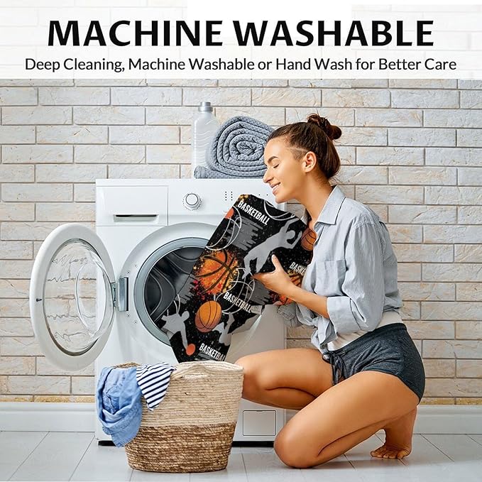 Basketball Blanket Gifts - 40x30 Inches Cute Throw Blanket for Basketball Lover, Kids, Adults, Teens, Girls & Boys - Black Soft Fuzzy Sport Blankets for Lap Couch Sofa Bed