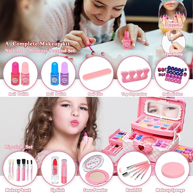 Kids Makeup Sets for Girls - Kids Makeup Sets for Girls 3-4,Play Make Up Kit,Maquillaje para Niñas, Best Toys for Little Girl,Princess Toddler Kid Stuff, Ages456789 10-12 Year Old Girl Birthday Gifts
