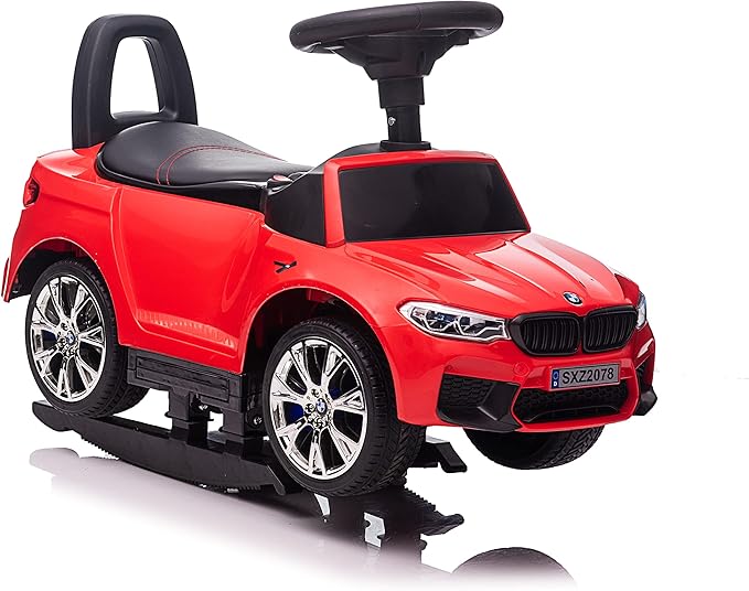 Best Ride On Cars BMW 4 in 1 Battery Powered Push Car, Red, Large